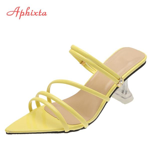 slippers aphixta 6.5cm transparent heels women pointed peep toe summer cool slides sandals mujer elegant shoes, Black
slippers aphixta 6.5cm transparent heels women pointed peep toe summer cool slides sandals mujer elegant shoes, Black