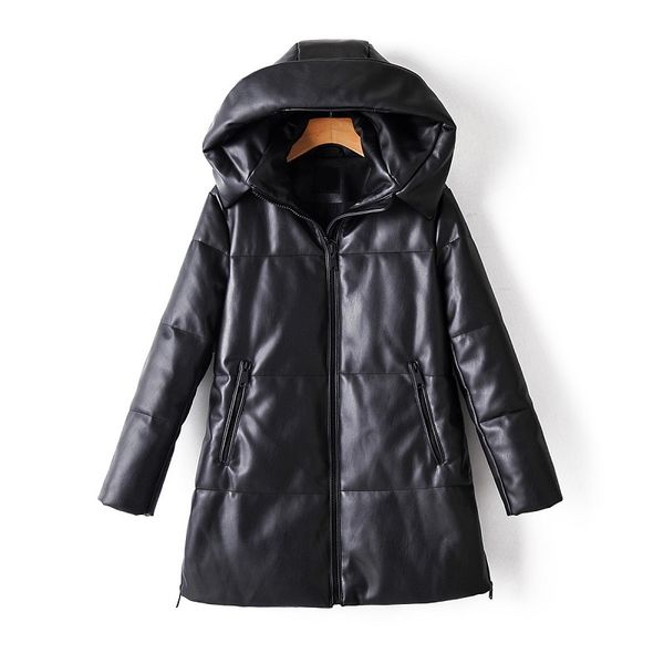 2021 new winter women thick warm fashion female side pockets hooded pu leather jacket coat outerwear 9r2d, Black
2021 new winter women thick warm fashion female side pockets hooded pu leather jacket coat outerwear 9r2d, Black