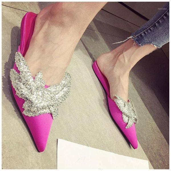 slippers 2021 summer women luxury design bling crysatal pointed toe flat mules ladies elegant sandal1, Black
slippers 2021 summer women luxury design bling crysatal pointed toe flat mules ladies elegant sandal1, Black