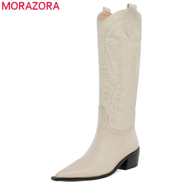 morazora 2020 genuine leather shoes women knee high boots pointed toe zip cowboy european western boots female 1026, Black
morazora 2020 genuine leather shoes women knee high boots pointed toe zip cowboy european western boots female 1026, Black