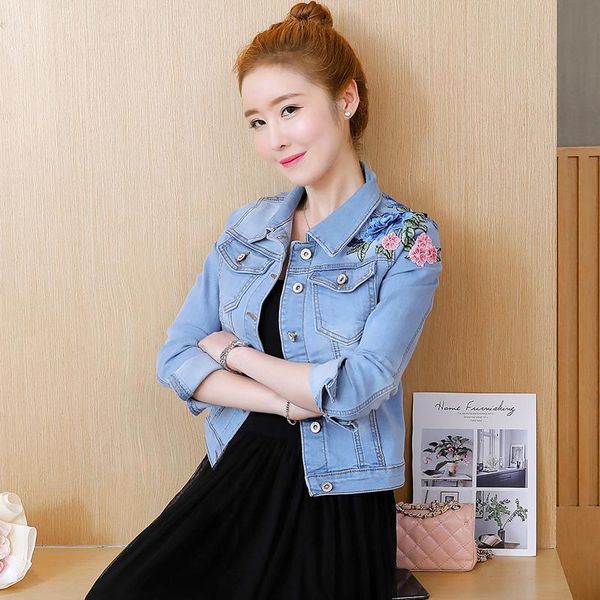 women's jackets 2021 girl sweet 3d flower embroidered casual denim jacket long sleeve spring autumn jeans coat womens fashion slim oute, Black;brown
women's jackets 2021 girl sweet 3d flower embroidered casual denim jacket long sleeve spring autumn jeans coat womens fashion slim oute, Black;brown