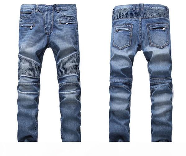 high-quality men distressed ripped jeans fashion designer straight motorcycle biker jeans causal denim pants streetwear style mens jeans, Blue
high-quality men distressed ripped jeans fashion designer straight motorcycle biker jeans causal denim pants streetwear style mens jeans, Blue