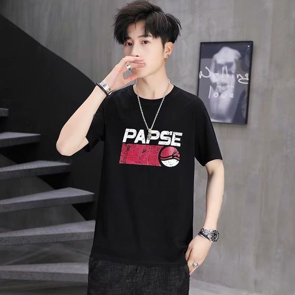 fashion brand t-shirt thin print short m to 2xl half sleeve casual slim fit street cool men's fashionable and handsome top, White;black 
fashion brand t-shirt thin print short m to 2xl half sleeve casual slim fit street cool men's fashionable and handsome top, White;black