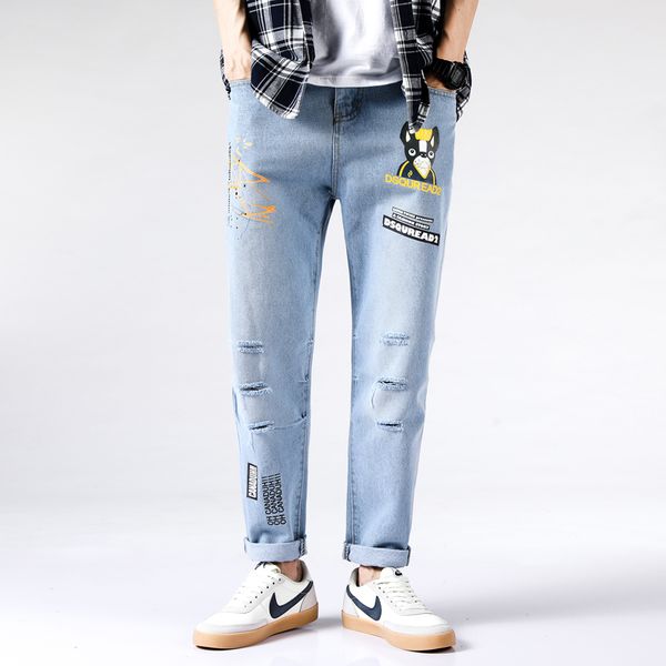 jeans men's autumn and winter new korean version of the trend straight loose hole casual fall sense, Blue
jeans men's autumn and winter new korean version of the trend straight loose hole casual fall sense, Blue