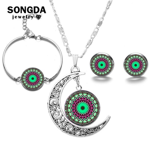 songda yoga mandala jewelry sets crescent moon shape necklace mandala handmade henna art pattern earrings & necklace & bracelet, Silver
songda yoga mandala jewelry sets crescent moon shape necklace mandala handmade henna art pattern earrings & necklace & bracelet, Silver