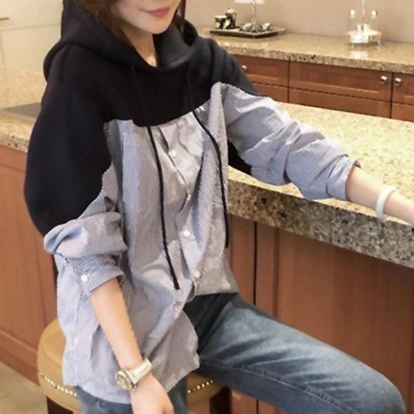 wlqci striped 2020 new early autumn european sweater stitching autumn shirt sweater women's drawstring hooded loose shirt 6df2c, Black
wlqci striped 2020 new early autumn european sweater stitching autumn shirt sweater women's drawstring hooded loose shirt 6df2c, Black