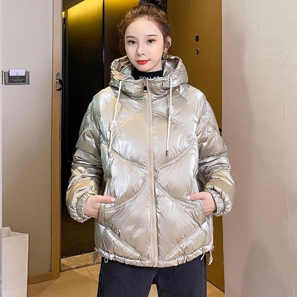 hooded jacket coats women winter jacket loose parkas glossy down cotton zipper padded parka pocket cold coat, Black
hooded jacket coats women winter jacket loose parkas glossy down cotton zipper padded parka pocket cold coat, Black