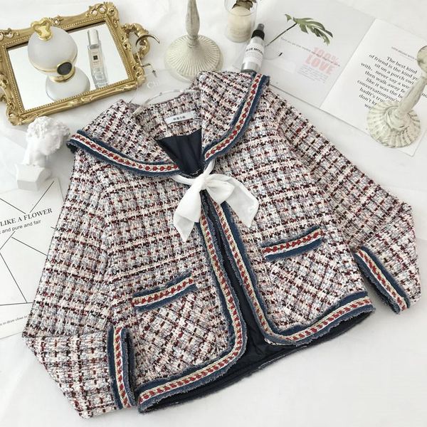 women's jackets autumn women fashion short sailor collar retro plaid elegant cotton blend coat vintage sweet bowtie cardigan outwear, Black;brown
women's jackets autumn women fashion short sailor collar retro plaid elegant cotton blend coat vintage sweet bowtie cardigan outwear, Black;brown