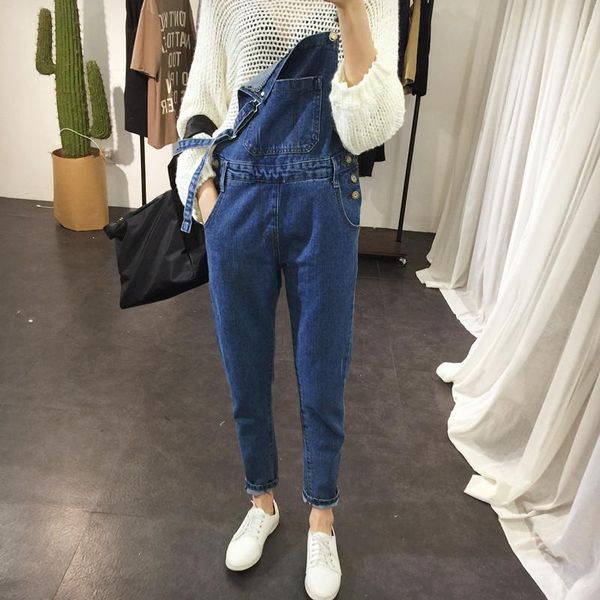 denim bib women's autumn/winter new style college style high waist slim fit loose big pockets personality korean casual trousers, Blue
denim bib women's autumn/winter new style college style high waist slim fit loose big pockets personality korean casual trousers, Blue