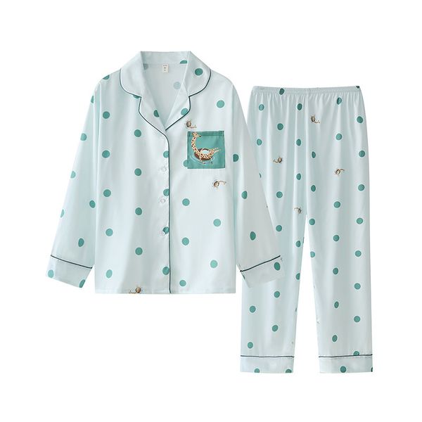 2021 new autumn spring silk pajamas style female sleepwear down collar single breasted dot ladeis nightwear eej0, Black;red
2021 new autumn spring silk pajamas style female sleepwear down collar single breasted dot ladeis nightwear eej0, Black;red