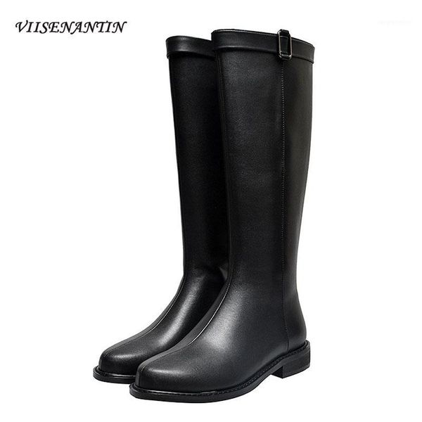 viisenantin female knight boots knee-high belt buckle decor cool booties back zipper thick low heel straight boots1, Black
viisenantin female knight boots knee-high belt buckle decor cool booties back zipper thick low heel straight boots1, Black