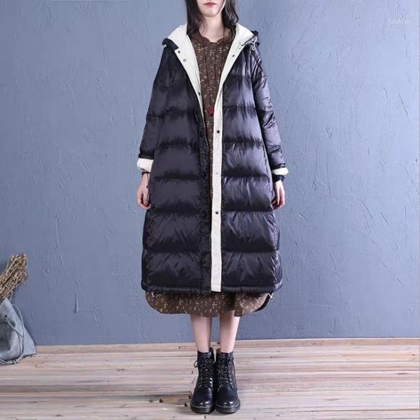 winter oversized warm fluffy duck down coat female long down warm jacket hit color hooded thick parkas f20661, Black
winter oversized warm fluffy duck down coat female long down warm jacket hit color hooded thick parkas f20661, Black