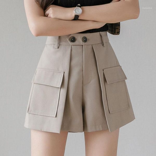 women 2020 summer high waist wide leg cargo shorts female vintage pockets solid shorts ladies fashion casual tide clothes y841, White;black
women 2020 summer high waist wide leg cargo shorts female vintage pockets solid shorts ladies fashion casual tide clothes y841, White;black