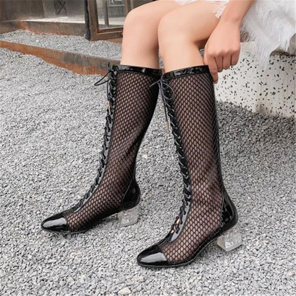 pxelena vintage rome punk women summer boots mid calf mesh breathable gladiator sandals booties crystal heels party date shoes, Black
pxelena vintage rome punk women summer boots mid calf mesh breathable gladiator sandals booties crystal heels party date shoes, Black