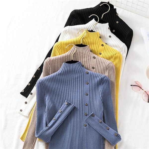 2021 autumn fashionable new women sweater slim soft jumper sweater button decoration knitted shirt for women, White;black
2021 autumn fashionable new women sweater slim soft jumper sweater button decoration knitted shirt for women, White;black