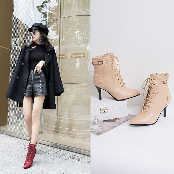 2020 autumn new european and american high-heeled short boots pointed lace-up belt buckle boots short women1, Black
2020 autumn new european and american high-heeled short boots pointed lace-up belt buckle boots short women1, Black