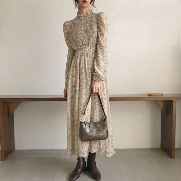 bgteever vintage stand collar ruched sleeve a-line dress women floral print elastic waist female dress spring vestidos femme 202 y0118, Black;gray
bgteever vintage stand collar ruched sleeve a-line dress women floral print elastic waist female dress spring vestidos femme 202 y0118, Black;gray