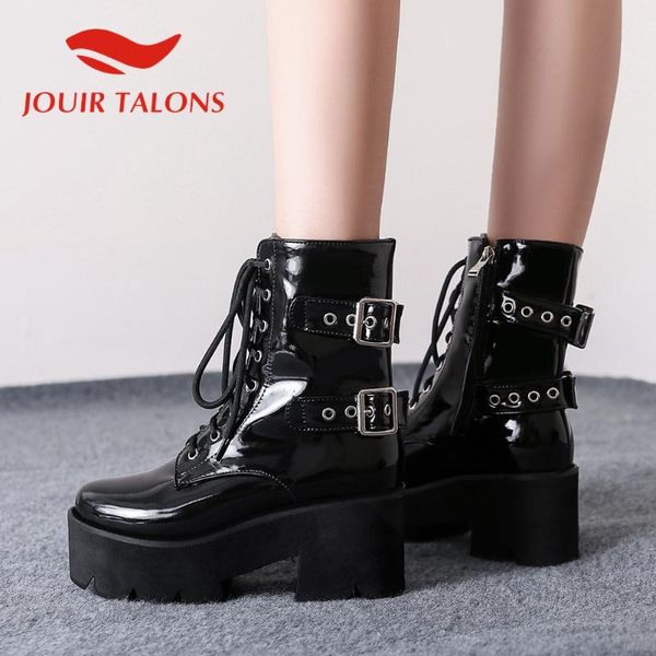 jouir talons fashion buckle straps women shoes platform square thick heesl cross-tied motorcycle boots, Black
jouir talons fashion buckle straps women shoes platform square thick heesl cross-tied motorcycle boots, Black