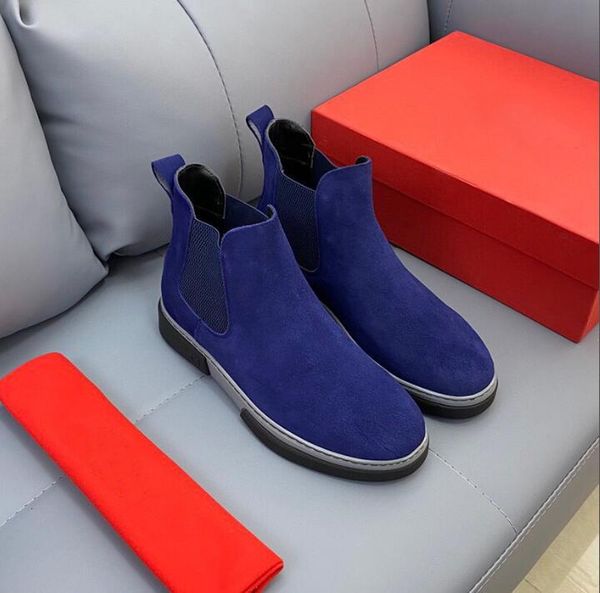 original box nubuck leather mens leisure boots shoes slip-on buckles luxury designer open walk short boot brown black blue 39-44 
original box nubuck leather mens leisure boots shoes slip-on buckles luxury designer open walk short boot brown black blue 39-44