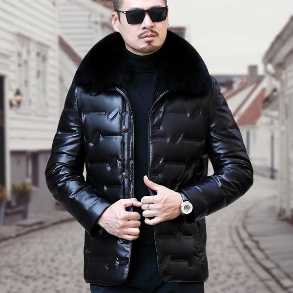 men's down & parkas middle-aged men long collars sheepskin leather coats winter coat, Black
men's down & parkas middle-aged men long collars sheepskin leather coats winter coat, Black
