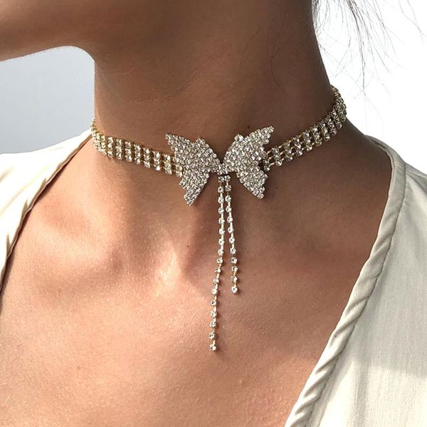 chains sweet crystal butterfly necklace for women shiny chain link korea fresh tassel bohemia choker necklce girls collar, Silver
chains sweet crystal butterfly necklace for women shiny chain link korea fresh tassel bohemia choker necklce girls collar, Silver