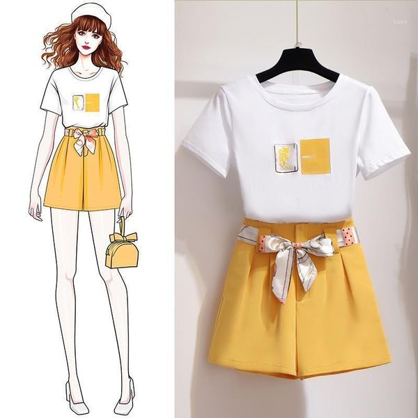 women 2020 summer short sleeve print basic t-shirt + high waist wide leg shorts two-piece female casual sweet shorts suit y2081, White
women 2020 summer short sleeve print basic t-shirt + high waist wide leg shorts two-piece female casual sweet shorts suit y2081, White