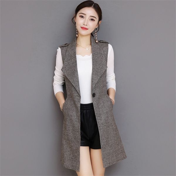 #0701 spring long blazer vest women office slim single button plaid women suit vest fashion elegant waistcoat sleeveless jacket 1023, Black;white
#0701 spring long blazer vest women office slim single button plaid women suit vest fashion elegant waistcoat sleeveless jacket 1023, Black;white