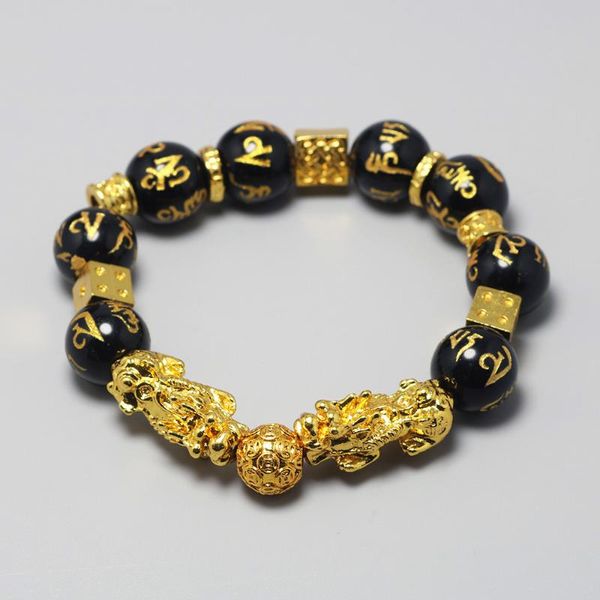alluvial gold color beads bracelets for men 14mm natural black onyx stone six words engraved diy fengshui jewelry
alluvial gold color beads bracelets for men 14mm natural black onyx stone six words engraved diy fengshui jewelry