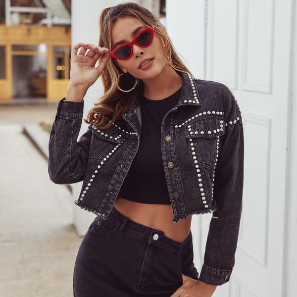 popular autumn and winter women's fashion denim women's rivet decoration short street coat female jacket, Black;brown
popular autumn and winter women's fashion denim women's rivet decoration short street coat female jacket, Black;brown