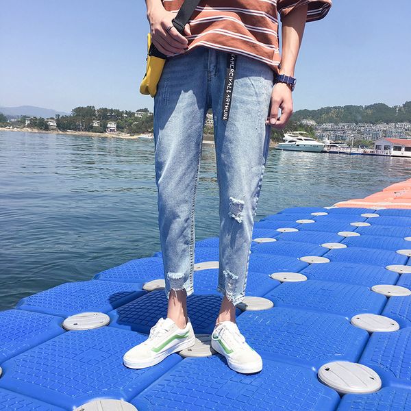 spring and summer new hole jeans men's korean ins fashion brand straight pants wear loose versatile casual pants, Blue
spring and summer new hole jeans men's korean ins fashion brand straight pants wear loose versatile casual pants, Blue