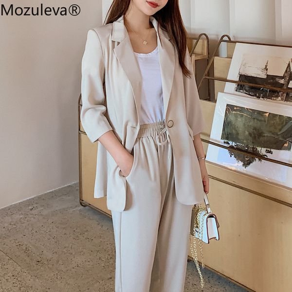 mozuleva summer women 2 pieces set casual single button blazer jacket & elastic waist pant female blazer pant suit 201030, White
mozuleva summer women 2 pieces set casual single button blazer jacket & elastic waist pant female blazer pant suit 201030, White
