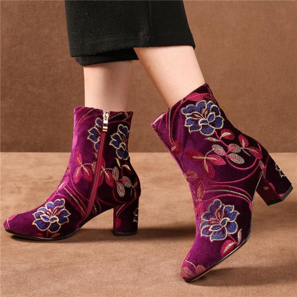 high evening party ankle boots women rough high heels wedding pumps lady slip on round toe embroider flowers casual shoes, Black
high evening party ankle boots women rough high heels wedding pumps lady slip on round toe embroider flowers casual shoes, Black