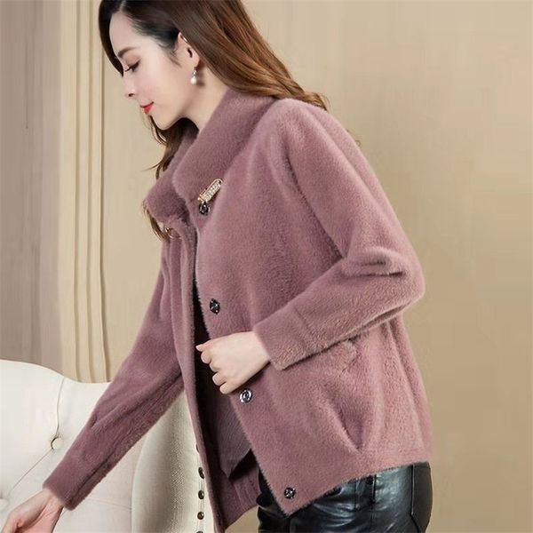 women autumn winter imitation mink cashmere sweater coat new female thicken warm jacket loose casual knitted cardigans g511 y200915, White;black
women autumn winter imitation mink cashmere sweater coat new female thicken warm jacket loose casual knitted cardigans g511 y200915, White;black
