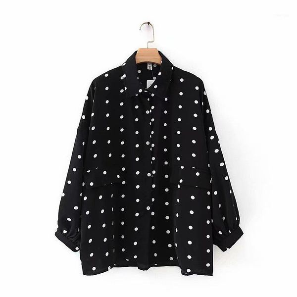 plus size xl-4xl 59inch bust chiffon blouse long sleeve spring summer women's polka dot printed vintage blusas1, White 
plus size xl-4xl 59inch bust chiffon blouse long sleeve spring summer women's polka dot printed vintage blusas1, White