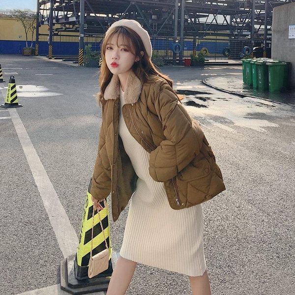 2021 new korean loose cotton-padded jacket chic warm little ling lattice cotton-padded jacket coat cut short age female, Black
2021 new korean loose cotton-padded jacket chic warm little ling lattice cotton-padded jacket coat cut short age female, Black