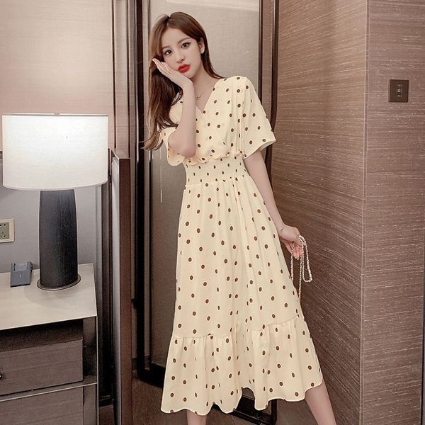 summer 2020 new french polka dot chiffon medium-length elegant dresslong skirt dress v-neck slimming korean style dress avdbe, Black;gray
summer 2020 new french polka dot chiffon medium-length elegant dresslong skirt dress v-neck slimming korean style dress avdbe, Black;gray
