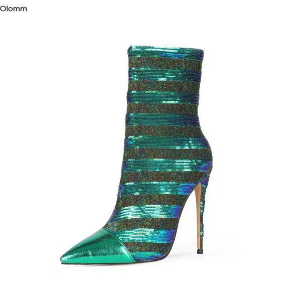 olomm handmade women ankle boots super stiletto heels boots pointed toe gorgeous green gold party shoes women us size 4-13, Black
olomm handmade women ankle boots super stiletto heels boots pointed toe gorgeous green gold party shoes women us size 4-13, Black
