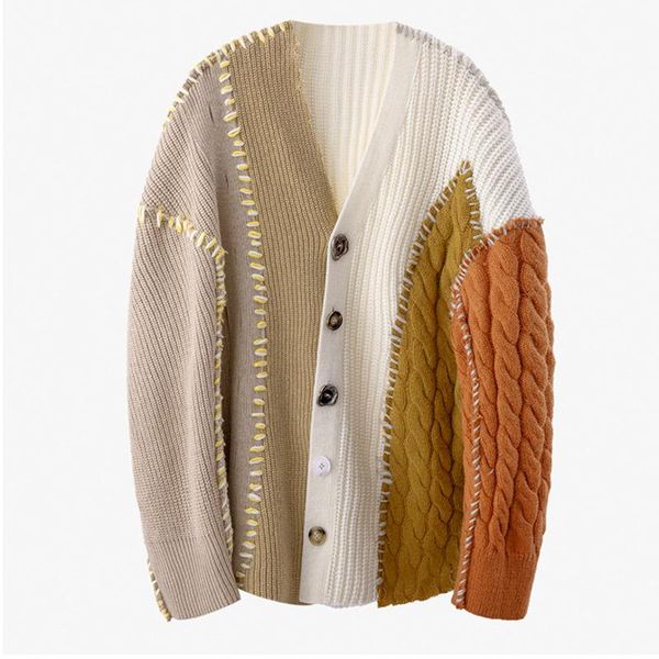 women's knits & tees sondr women sweater patchwork knitted knit cardigan v neck long sleeve loose autumn 2021 sping coats, White
women's knits & tees sondr women sweater patchwork knitted knit cardigan v neck long sleeve loose autumn 2021 sping coats, White