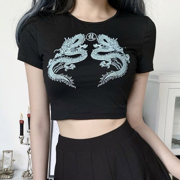 2020 streetwear black crop women's harajuku dragon print t-shirt summer new slim loose casual women mini short, White
2020 streetwear black crop women's harajuku dragon print t-shirt summer new slim loose casual women mini short, White