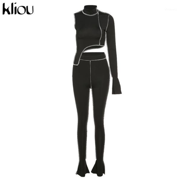 kliou one shoulder women 2 piece outfits full sleeve asymmetry sporty leggings matching set striped skinny skinny streetwear1, Gray 
kliou one shoulder women 2 piece outfits full sleeve asymmetry sporty leggings matching set striped skinny skinny streetwear1, Gray