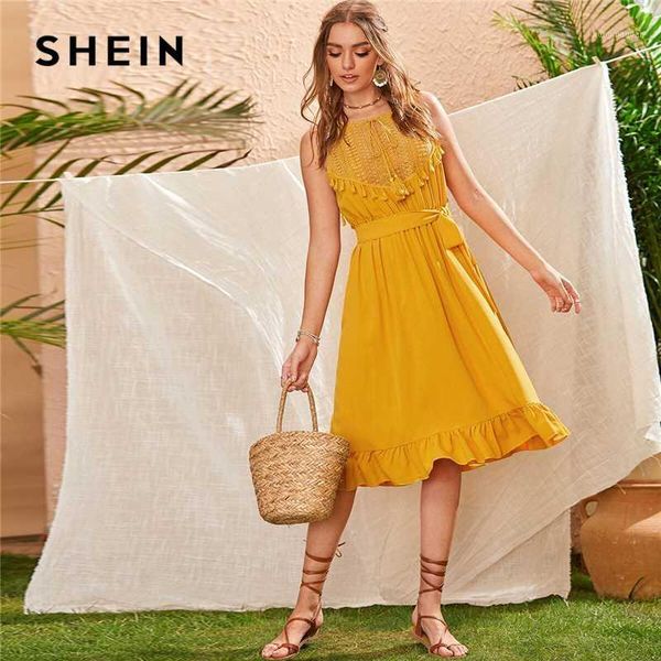 shein yellow lace panel ruffle hem belted summer boho midi dress women sleeveless high waist ladies fringe fit and flare dresses1, Black;gray
shein yellow lace panel ruffle hem belted summer boho midi dress women sleeveless high waist ladies fringe fit and flare dresses1, Black;gray