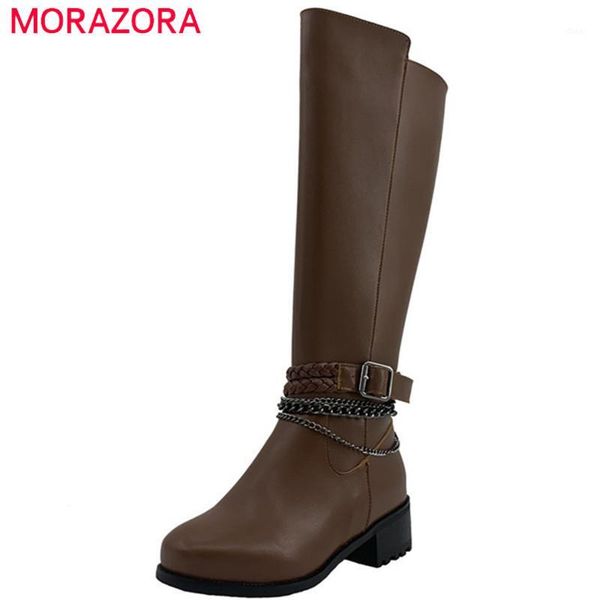 morazora 2020 new arrival women knee high boots round toe chain buckle motorcycle boots autumn winter med heels shoes woman1, Black
morazora 2020 new arrival women knee high boots round toe chain buckle motorcycle boots autumn winter med heels shoes woman1, Black