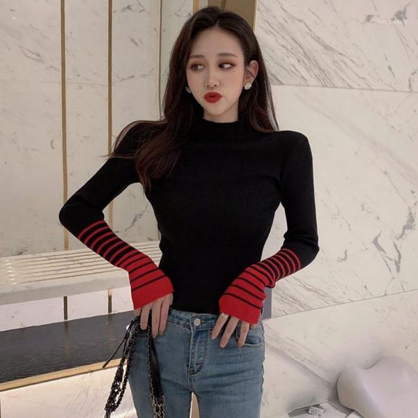 women autumn striped print slim sweater fashion half high collar simple long sleeve knit sweaters women bottom shirt wholesale1, White;black
women autumn striped print slim sweater fashion half high collar simple long sleeve knit sweaters women bottom shirt wholesale1, White;black