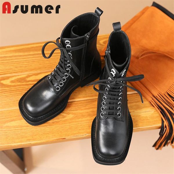 asumer 2020 genuine leather shoes women flat platform boots comfortable casual lace up zip ankle boots woman, Black
asumer 2020 genuine leather shoes women flat platform boots comfortable casual lace up zip ankle boots woman, Black