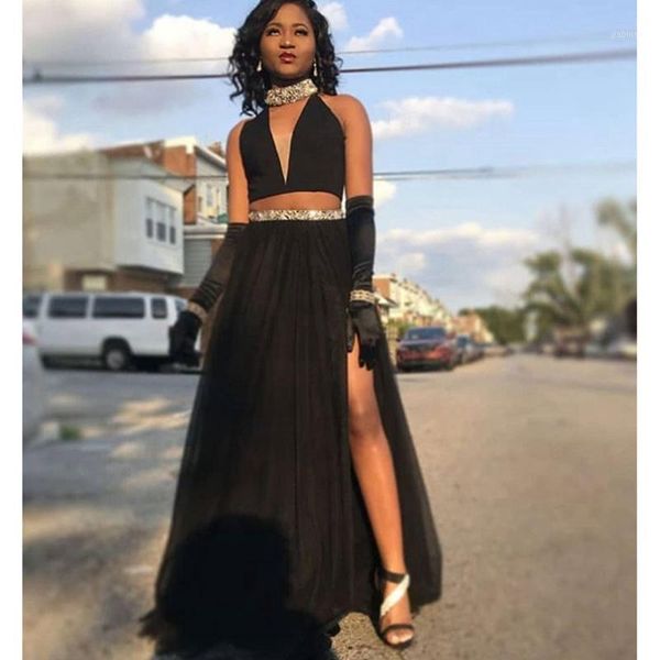 black two pieces prom dress long 2020 new arrival plunging v neck high side split formal evening party gowns black girls cp4491, White;black
black two pieces prom dress long 2020 new arrival plunging v neck high side split formal evening party gowns black girls cp4491, White;black