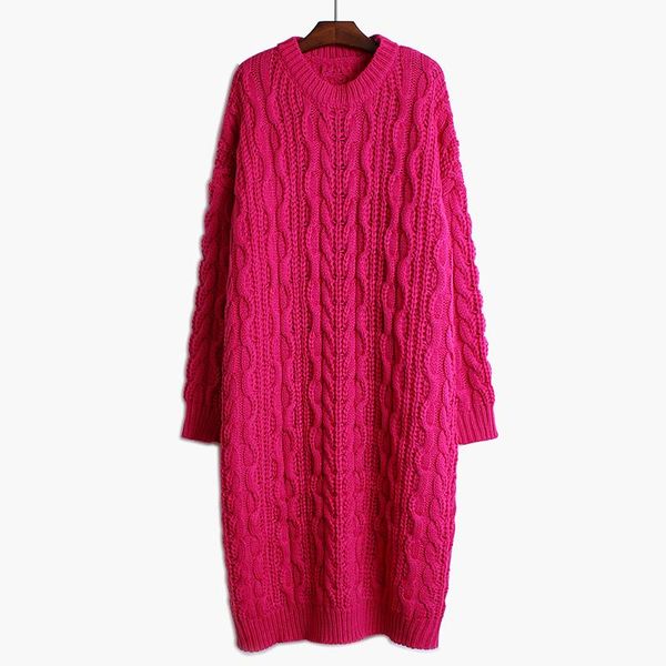 women's sweaters crew neck retro twist sweater 2021 winter loose lazy thickened medium length chic knitted dress long, White;black
women's sweaters crew neck retro twist sweater 2021 winter loose lazy thickened medium length chic knitted dress long, White;black