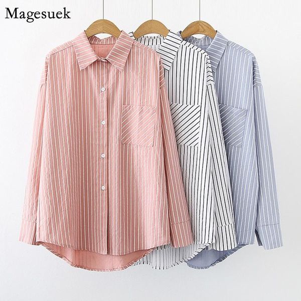 women's blouses & shirts autumn long sleeve blouse women 2021 korean lapel button up shirt mujer striped casual loose 12167, White
women's blouses & shirts autumn long sleeve blouse women 2021 korean lapel button up shirt mujer striped casual loose 12167, White