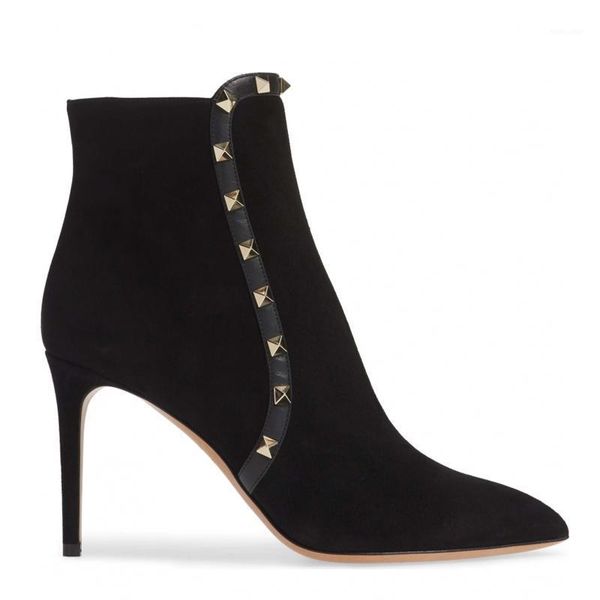 new design suede leather woman shoes black pointed rivets boots female black ankle boots super high stilleto heels1
new design suede leather woman shoes black pointed rivets boots female black ankle boots super high stilleto heels1