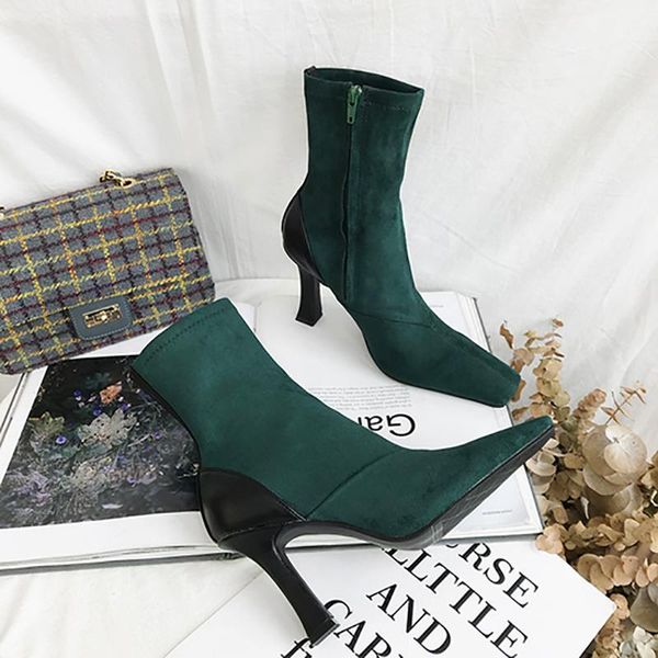 boots 2021 s square toe fashion women ankle suede high heels short side zipper retro style ladies, Black
boots 2021 s square toe fashion women ankle suede high heels short side zipper retro style ladies, Black