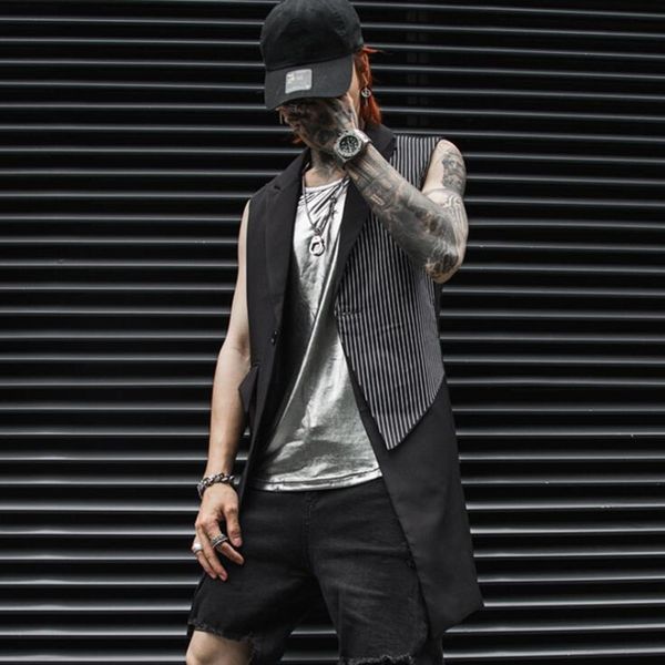 2021 spring will see striped patchwork long vest in hip hop club black gilet men gothic stage attire casual waist jacket dyo2, Black;white
2021 spring will see striped patchwork long vest in hip hop club black gilet men gothic stage attire casual waist jacket dyo2, Black;white